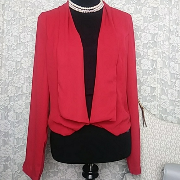 Wet Seal Jackets & Blazers - Wet seal red open front long sleeve career blazer